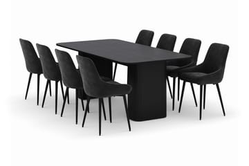 Kopparbo Spisegruppe 200-206cm med 8 Alsarp Spisestoler - Svart - Møbler - Bord - Spisegruppe