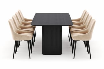 Kopparbo Spisegruppe 200-206cm med 8 Alsarp Spisestoler - Svart - Møbler - Bord - Spisegruppe