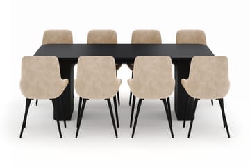 Kopparbo Spisegruppe 200-206cm med 8 Alsarp Spisestoler - Svart - Møbler - Bord - Spisegruppe