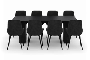 Kopparbo Spisegruppe 200-206cm med 8 Alsarp Spisestoler - Svart - Møbler - Bord - Spisegruppe