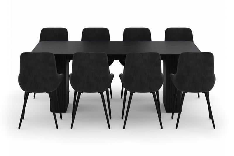 Kopparbo Spisegruppe 200-206cm med 8 Alsarp Spisestoler - Svart - Møbler - Bord - Spisegruppe
