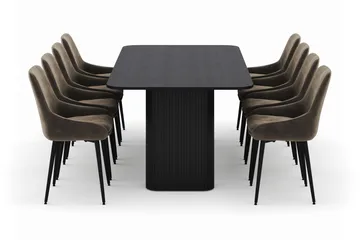 Kopparbo Spisegruppe 200-206cm med 8 Alsarp Spisestoler - Svart - Møbler - Bord - Spisegruppe