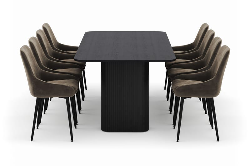 Kopparbo Spisegruppe 200-206cm med 8 Alsarp Spisestoler - Svart - Møbler - Bord - Spisegruppe