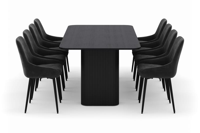 Kopparbo Spisegruppe 200-206cm med 8 Alsarp Spisestoler - Svart - Møbler - Bord - Spisegruppe