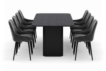Kopparbo Spisegruppe 200-206cm med 8 Alsarp Spisestoler - Svart - Møbler - Bord - Spisegruppe