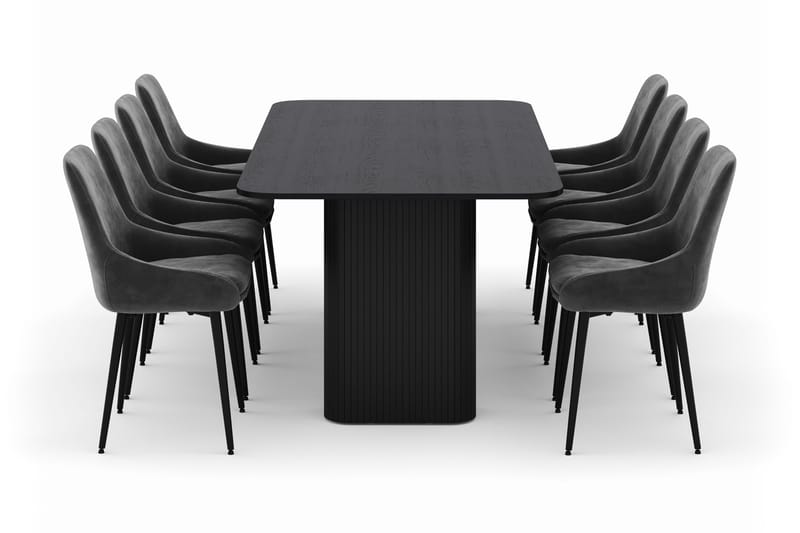 Kopparbo Spisegruppe 200-206cm med 8 Alsarp Spisestoler - Svart - Møbler - Bord - Spisegruppe