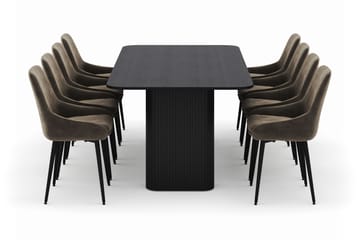 Kopparbo Spisegruppe 200-206cm med 8 Alsarp Spisestoler - Svart - Møbler - Bord - Spisegruppe