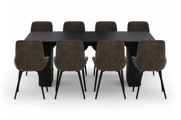 Kopparbo Spisegruppe 200-206cm med 8 Alsarp Spisestoler - Svart - Møbler - Bord - Spisegruppe