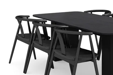 Kopparbo Spisegruppe 200-260 cm Uttrekkbart med 6 Cytie Spisestoler med armlener - Svart - Møbler - Bord - Spisegruppe