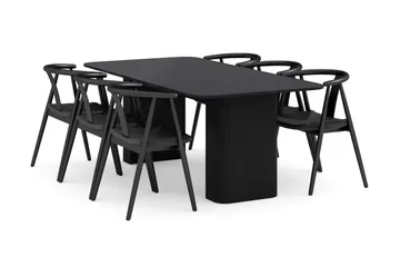 Kopparbo Spisegruppe 200-260 cm Uttrekkbart med 6 Cytie Spisestoler med armlener - Svart - Møbler - Bord - Spisegruppe