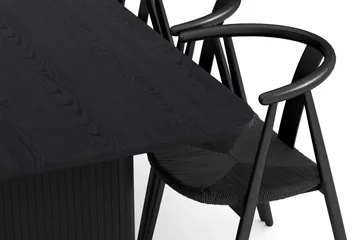 Kopparbo Spisegruppe 200-260 cm Uttrekkbart med 6 Cytie Spisestoler med armlener - Svart - Møbler - Bord - Spisegruppe