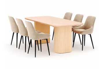 Kopparbo Spisegruppe 200x90cm med 6 Alsarp Spisestoler - Naturell - Møbler - Bord - Spisegruppe