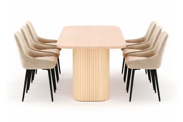 Kopparbo Spisegruppe 200x90cm med 6 Alsarp Spisestoler - Naturell - Møbler - Bord - Spisegruppe