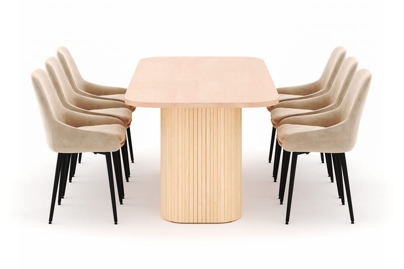 Kopparbo Spisegruppe 200x90cm med 6 Alsarp Spisestoler - Naturell - Møbler - Bord - Spisegruppe