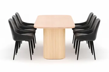 Kopparbo Spisegruppe 200x90cm med 6 Alsarp Spisestoler - Naturell - Møbler - Bord - Spisegruppe