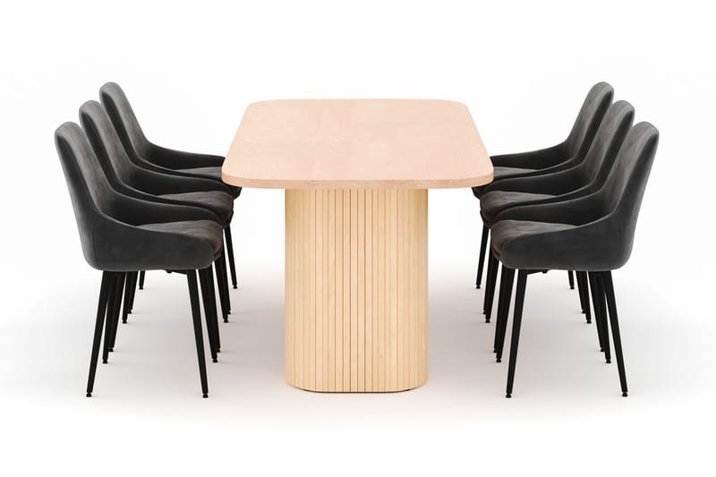 Kopparbo Spisegruppe 200x90cm med 6 Alsarp Spisestoler - Naturell - Møbler - Bord - Spisegruppe