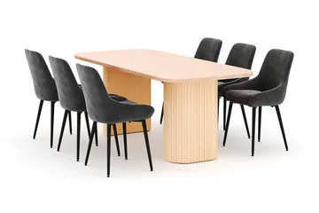 Kopparbo Spisegruppe 200x90cm med 6 Alsarp Spisestoler - Naturell - Møbler - Bord - Spisegruppe