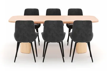 Kopparbo Spisegruppe 200x90cm med 6 Alsarp Spisestoler - Naturell - Møbler - Bord - Spisegruppe