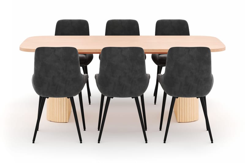 Kopparbo Spisegruppe 200x90cm med 6 Alsarp Spisestoler - Naturell - Møbler - Bord - Spisegruppe