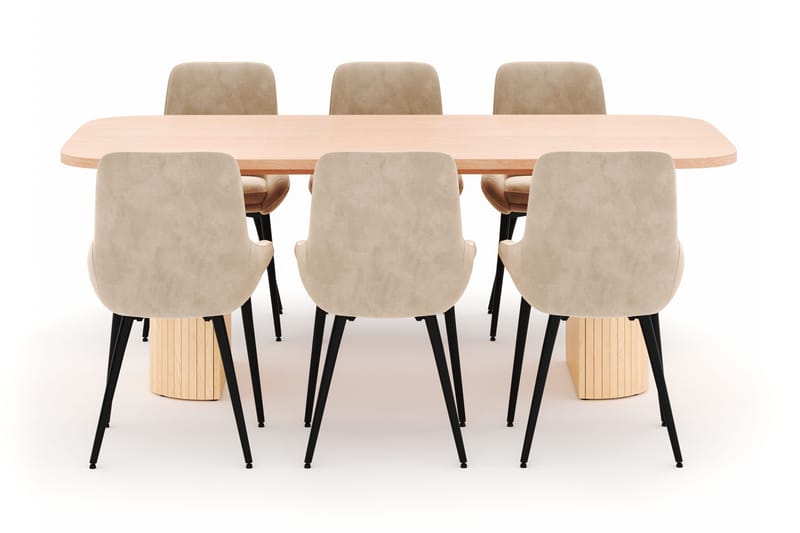 Kopparbo Spisegruppe 200x90cm med 6 Alsarp Spisestoler - Naturell - Møbler - Bord - Spisegruppe