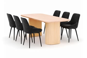 Kopparbo Spisegruppe 200x90cm med 6 Alsarp Spisestoler - Naturell - Møbler - Bord - Spisegruppe