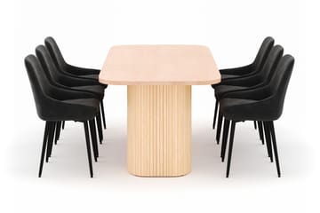 Kopparbo Spisegruppe 200x90cm med 6 Alsarp Spisestoler - Naturell - Møbler - Bord - Spisegruppe