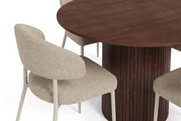 Kopparbo Spisegruppe med rundt bord 110 cm og 4 Sawako Spisestoler - Valnøtt - Møbler - Bord - Spisegruppe
