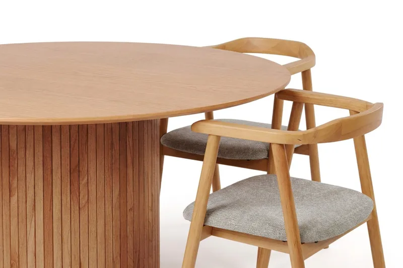 Kopparbo spisegruppe med rundt bord 180 cm eik og 8 Jolie spisestoler - Eik - Møbler - Bord - Spisegruppe