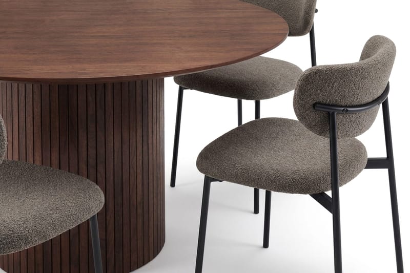Kopparbo Spisegruppe med rundt bord 180 cm og 8 Lucy Spisestoler - Valnøtt - Møbler - Bord - Spisegruppe