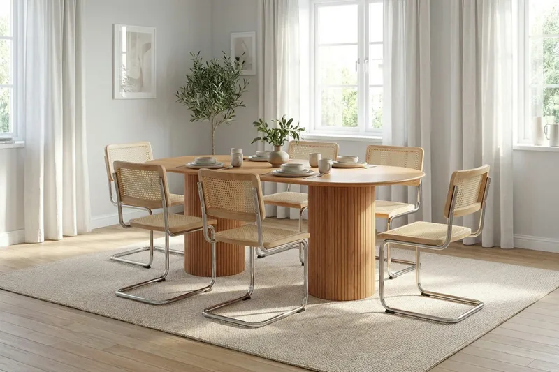 Kopparbo spisegruppe oval 180 cm eik med 6 Build spisestoler - Eik - Møbler - Bord - Spisegruppe
