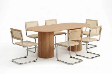 Kopparbo spisegruppe oval 180 cm eik med 6 Build spisestoler - Eik - Møbler - Bord - Spisegruppe