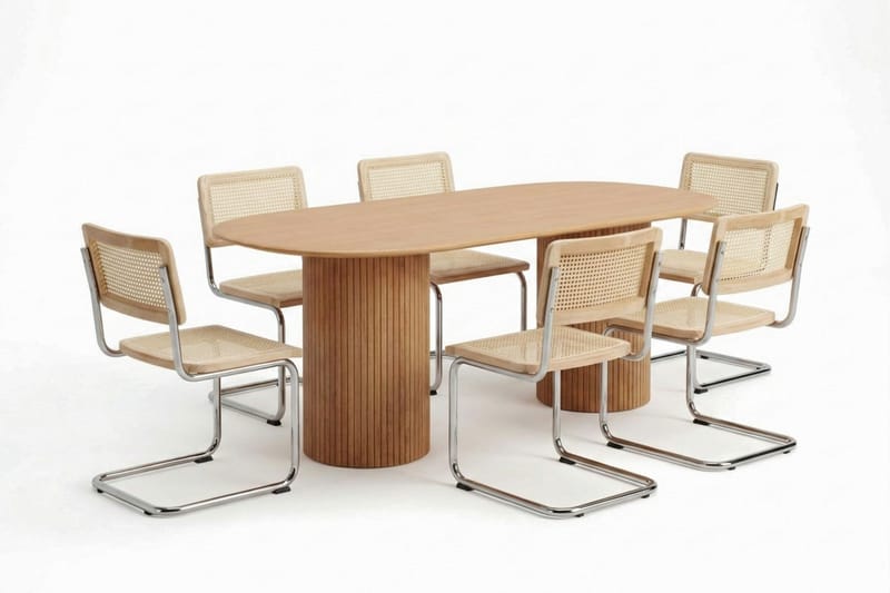 Kopparbo spisegruppe oval 180 cm eik med 6 Build spisestoler - Eik - Møbler - Bord - Spisegruppe
