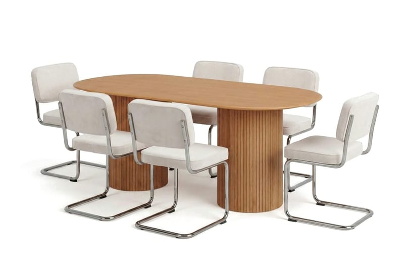 Kopparbo spisegruppe oval 180 cm eik med 6 Milva spisestoler - Eik - Møbler - Bord - Spisegruppe