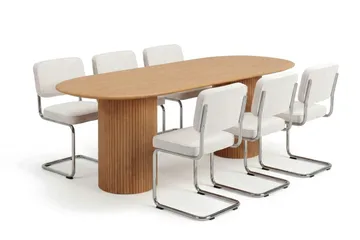 Kopparbo spisegruppe oval 180 cm eik med 6 Milva spisestoler - Eik - Møbler - Bord - Spisegruppe