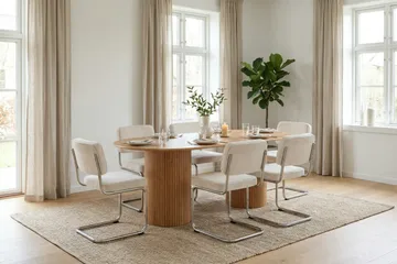 Kopparbo spisegruppe oval 180 cm eik med 6 Milva spisestoler - Eik - Møbler - Bord - Spisegruppe