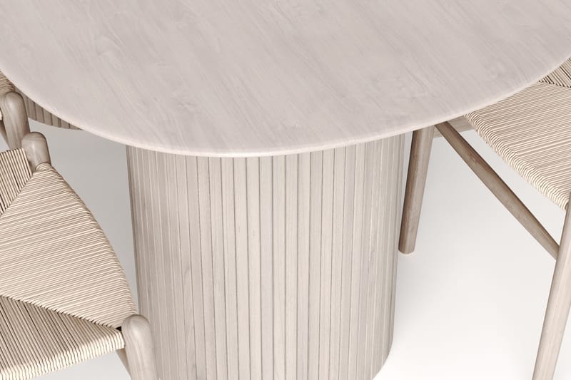 Kopparbo spisegruppe oval 180 cm hvitlasert med 6 Dastoori spisestoler - Hvitbeiset eik - Møbler - Bord - Spisegruppe