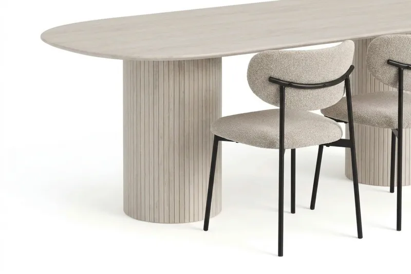 Kopparbo Spisegruppe oval 180 cm Hvitlasert med 6 Lucy Spisestoler - Hvitlasert eik - Møbler - Bord - Spisegruppe