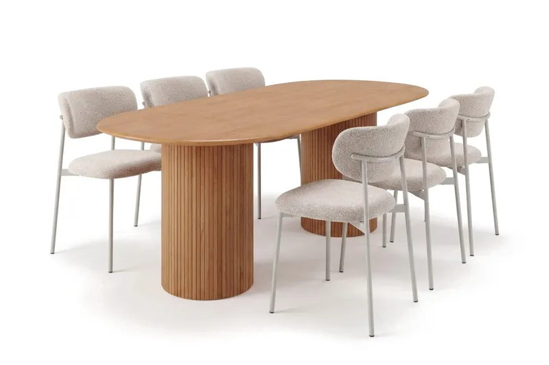 Kopparbo Spisegruppe oval 180 cm med 6 Lucy Spisestoler, Eik