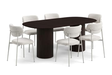 Kopparbo Spisegruppe oval 180 cm med 6 Lucy Spisestoler - Røkt eik - Møbler - Bord - Spisegruppe