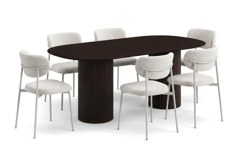 Kopparbo Spisegruppe oval 180 cm med 6 Lucy Spisestoler - Røkt eik - Møbler - Bord - Spisegruppe