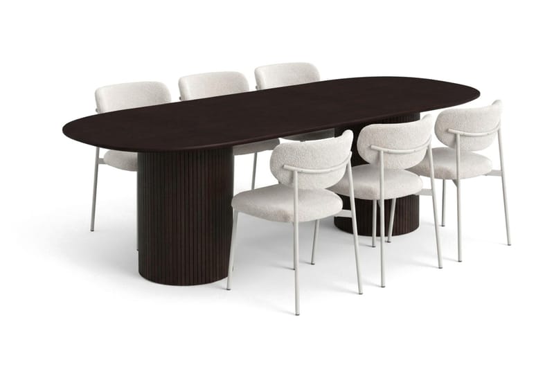 Kopparbo Spisegruppe oval 180 cm med 6 Lucy Spisestoler, Røkt eik