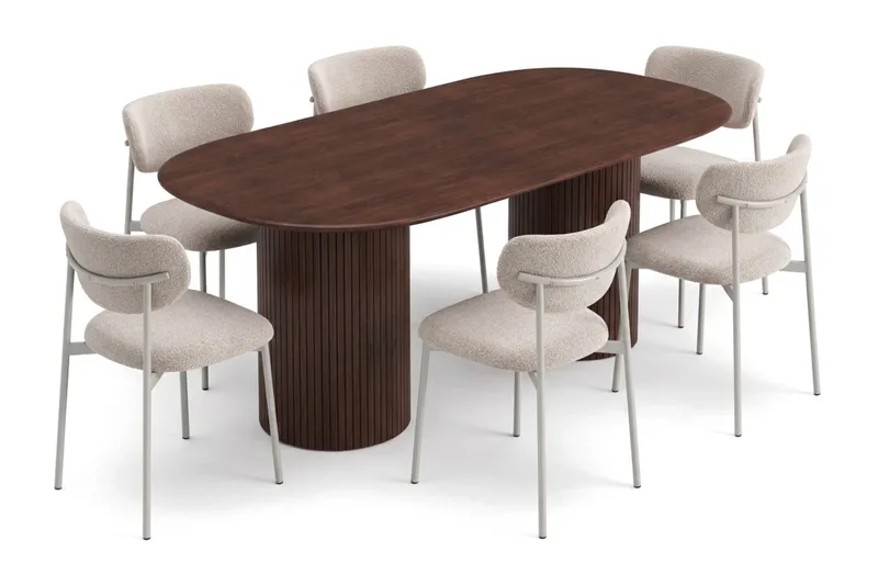 Kopparbo Spisegruppe oval 180 cm med 6 Lucy Spisestoler - Valnøtt - Møbler - Bord - Spisegruppe