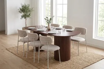 Kopparbo Spisegruppe oval 180 cm med 6 Lucy Spisestoler - Valnøtt - Møbler - Bord - Spisegruppe