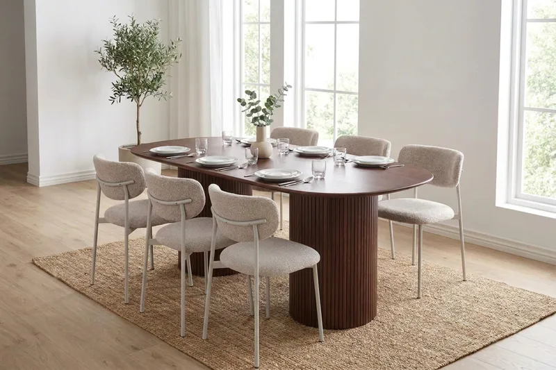 Kopparbo Spisegruppe oval 180 cm med 6 Lucy Spisestoler - Valnøtt - Møbler - Bord - Spisegruppe