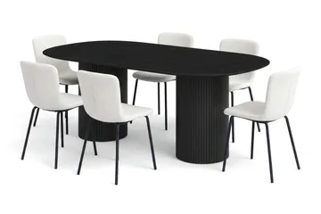 Kopparbo spisegruppe oval 180 cm svart med 6 Katy spisestoler - Svart - Møbler - Bord - Spisegruppe