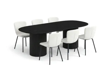 Kopparbo spisegruppe oval 180 cm svart med 6 Katy spisestoler - Svart - Møbler - Bord - Spisegruppe