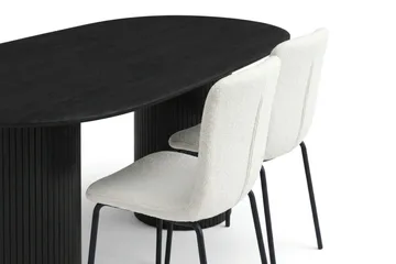 Kopparbo spisegruppe oval 180 cm svart med 6 Katy spisestoler - Svart - Møbler - Bord - Spisegruppe