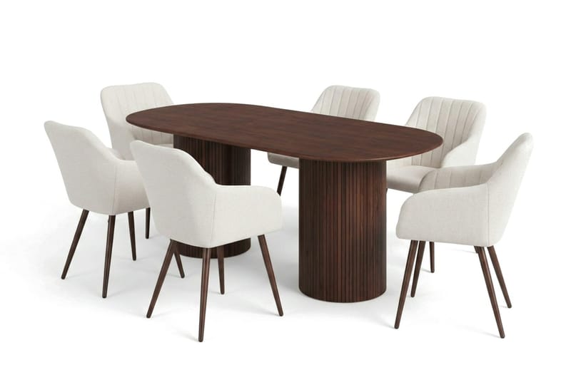 Kopparbo spisegruppe oval 180 cm valnøtt med 6 Filippa spisestoler - Valnøtt - Møbler - Bord - Spisegruppe