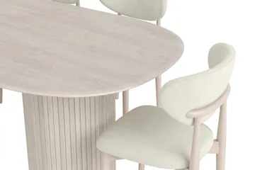 Kopparbo spisegruppe oval 220 cm hvitlasert med 6 Molly spisestoler - Hvitlasert - Møbler - Bord - Spisegruppe