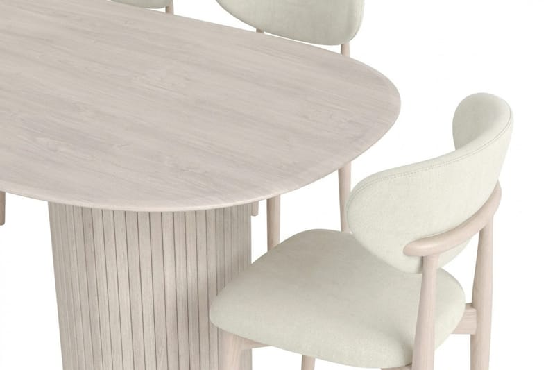 Kopparbo spisegruppe oval 220 cm hvitlasert med 6 Molly spisestoler - Hvitlasert - Møbler - Bord - Spisegruppe